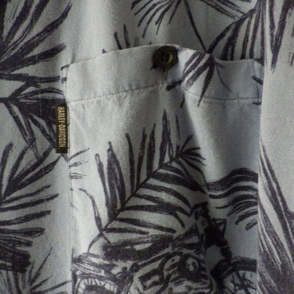 Harley Davidson Mens Short Sleeve Shirt Blue 2XLarge Tropical Motorcycle Print - Picture 5 of 11